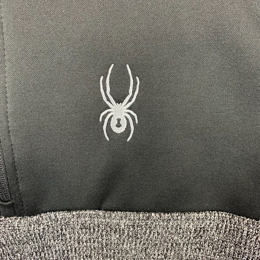 Spyder Mens Sweater Medium Gray Colorblock Ray 1/4 Zip Hoodie Long Sleeve Racer - Picture 3 of 10